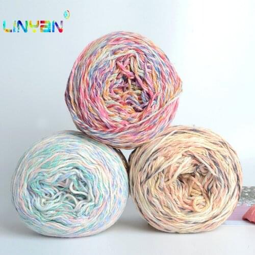 200g crochet cotton yarn 50% cotton 50% Polyester yarn Double Knitting Fancy section dye skin baby chunky knit sweater t49