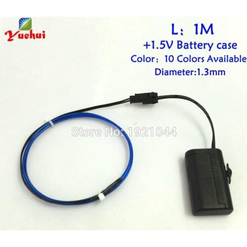 1.5V 1.3mm 1Meter EL Wire Set Electroluminescent Flexible Neon Light Glow Rope tape Cable Neon Lights For Craft Party Decoration