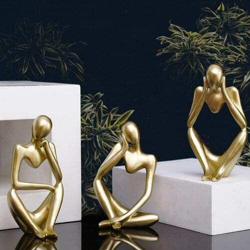 Forgetive Resin Statues Creative Abstract Thinker People Sculptures Miniature Figurines Craft Office Home Decoration Accessories