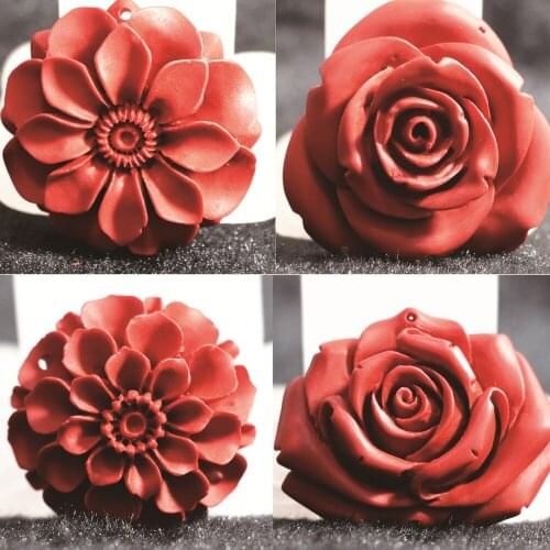 HOT!!multiple shape flowers synthetic red cinnabar pendant fit for diy jewelry necklace pendant accessories B815