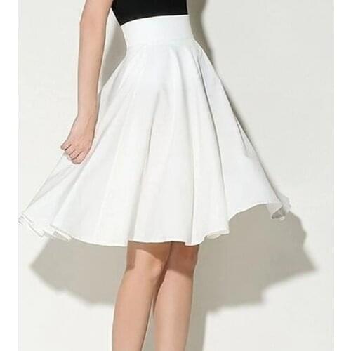 Hot Sale 2021 womens High Waist Petticoat Pleated knee-length Retro Casual Petticoat Summer Soild Color All-match Skirt