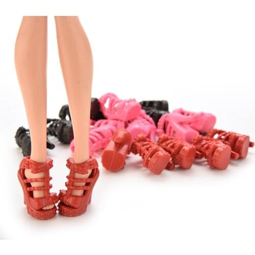 Fashion 10 Pair/lot Colorful Shoes Heels Sandals Dolls Best Gift For Girls Baby Toys Doll Accessories Hot Sell