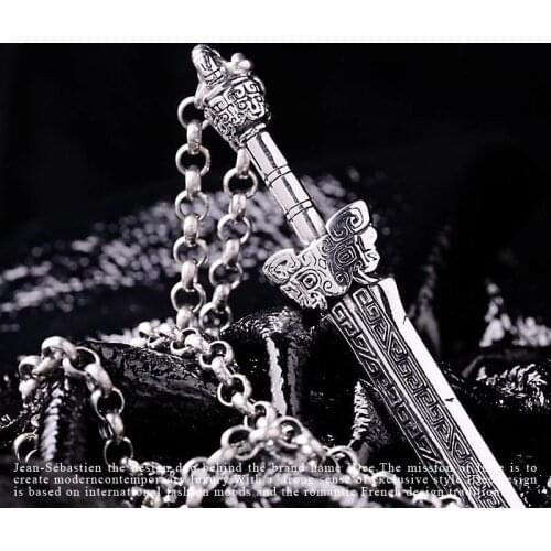 Men Punk Retro Amulet Broken Sword Pendant Simple Comfortable Versatile Silver Color Pendant Tourism Commemoration Birthday Gift