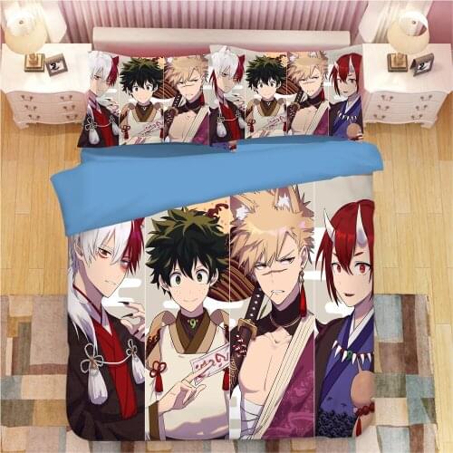 Mxdfafa Anime My Hero Academia Duvet Cover Set 3D Bedding Sets Luxury Cartoon Bed Set Include Duvet Cover and Dakimakura cover