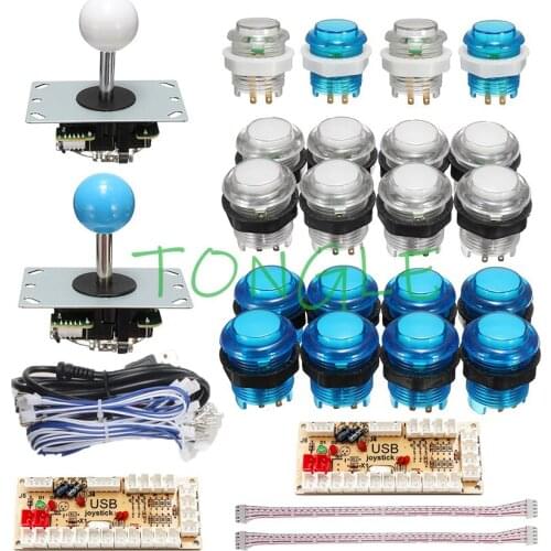 2 Player 12V 10A Zeros Delay Arcade DIY Kit Parts w/LED Push Button+Joystick+USB Encoder+Cables Game Arcade Joystick
