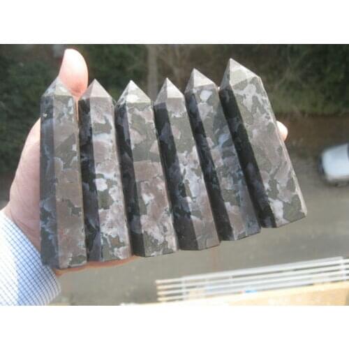 Natural Gabbro crystal with golden mica quartz crystal tip healing
