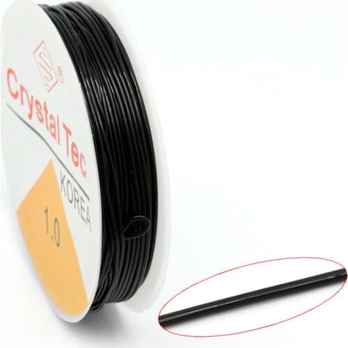 Nylon Elastic Stretch Jewelry Thread Cord Black 1mm For DIY Jewelry Making Materials Handmade, 10 Rolls (Approx 6 M/Roll)