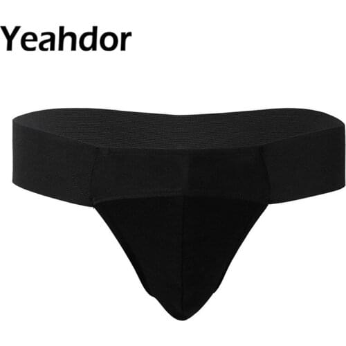 Male Mens Lingerie Low Rise Soft Cotton Panites Wide Elastic Waistband Bulge Pouch Open Butt G-string Bikini Briefs Underwear
