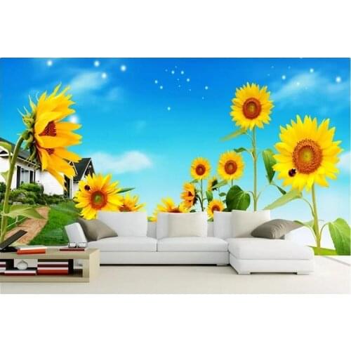 CJSIR Custom Wallpaper Sunflower Large Wall Home Hotel Club Mural Wall Papers Home Decor Papel De Parede 3d Wallpaper Decors