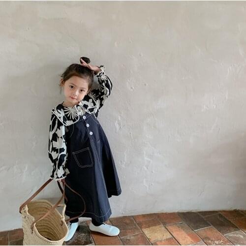 Girl Dress Kids Baby Gown 2021 Loose Spring Autumn Toddler School Uniform Dresses Christmas Cotton Children Clothing