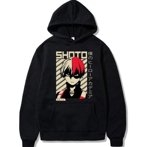 Hot Anime My Hero Academia Boku No Hero Deku Todoroki Shoto Printed Pullover Unisex Winter Hoodies Long Sleeve Winter Sweatshirt