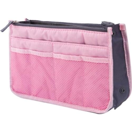 Lady Double Zipper Bag Portable Storage Bag Cosmetic Bag Waterproof Sponge Bag Travel Liner Bag Double Zipper Pink Makeup Bag