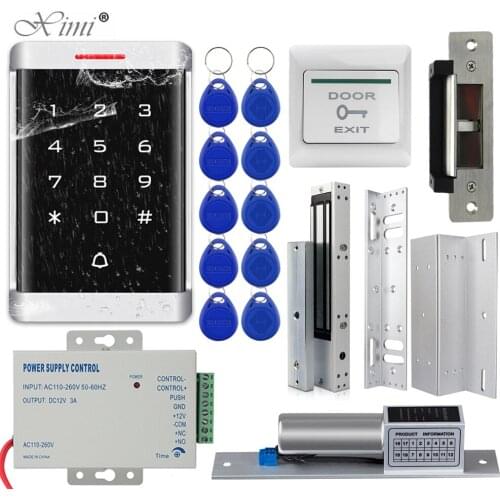 RFID Door Access Control System Kit Access Controller Keypad access + Power Supply + Electric Magnetic Lock Bolt Strike Locks