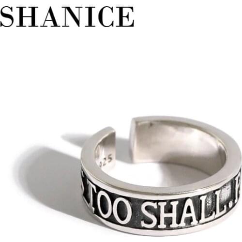 SHANICE Korean S925 sterling silver open ring Minimalism Old English Letters Rings For Women Stackable Year Ring Gifts Bague