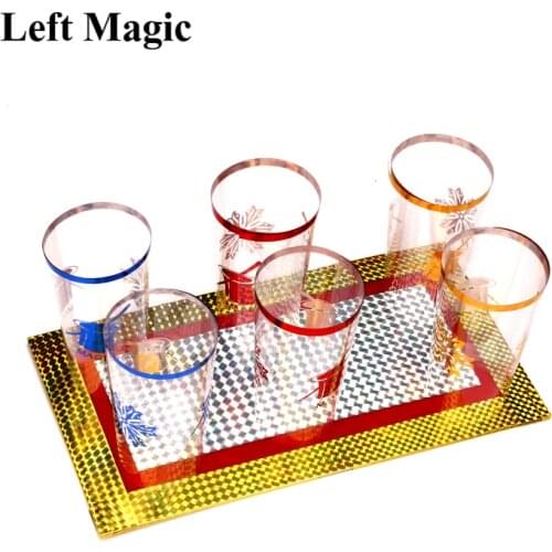 Six Cups Out From Two Plates Magic Trick Cups Appearing Stage Magic Props Board Illusions Gimmick Accessory Funny G8185