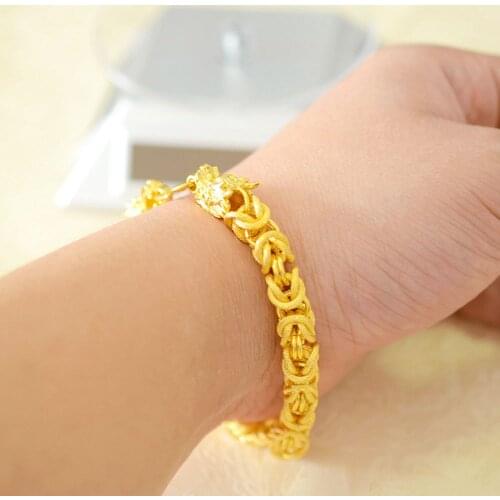 Stylish Atmosphere Jewelry Yellow Gold Filled Mens Braided Bracelet With Dragon Design