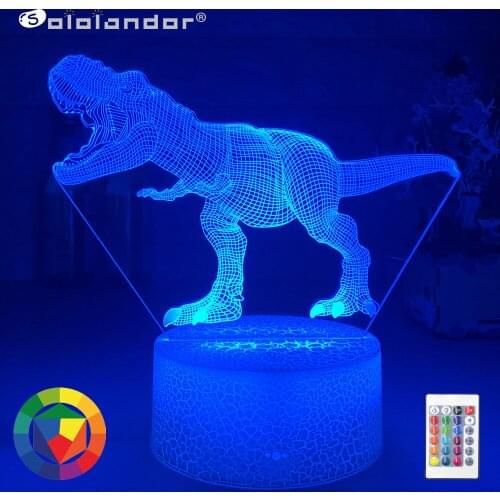 Dinosaur 3D LED Night Light Desk Nightlight Touch Remote Table Lamp Decor Gifts for Baby Kids Child Birthday Holiday Girl Friend