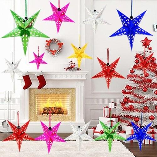 Christmas festival Decor Colorful three-dimensional laser Xmas Tree five-pointed laser star ceiling ktv hangings Decoration