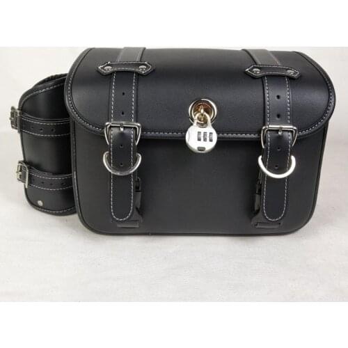 Universal Motorcycle Saddlebags Pannier Bag Tool Luggage Storage Bags PU Leather With Bottle Holder For Honda/Suzuki