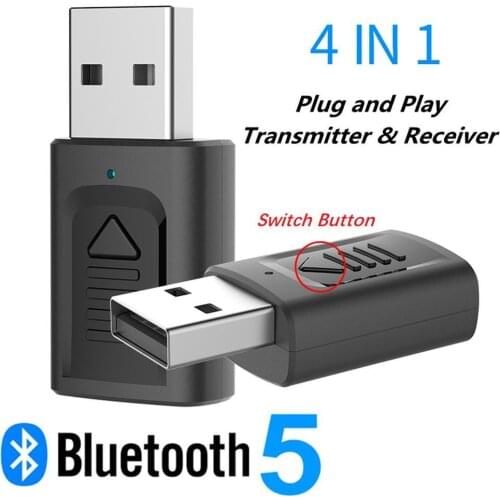USB Bluetooth 5.0 Transmitter Receiver 4 in 1 EDR Adapter Dongle 3.5mm AUX for TV PC Headphones Stereo Car HIFI Audio