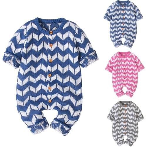 Korean Style Spring Autumn Baby Boys Girl Knitting Bodysuits Newborn Baby Girls Knitting Jumpsuit Overall Baby Girls Clothes