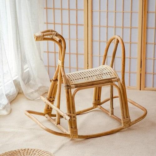 Vietnam Rattan Small Wooden Horse Decoration Bamboo Childrens Rocking Horse Baby Rocking Chair Children Outdoor Toy Decoration