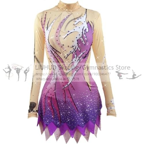 LIUHUO rhythmic gymnastics leotards girls purple performance suit Artistic gymnastics Ice Skating dress Ballet Dance costumes