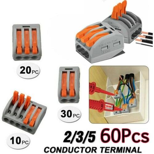 10/20/30pcs New Universal Cable wire Connectors 222 TYPE Fast Home Compact wire Connection push in Wiring Terminal Block PCT-212