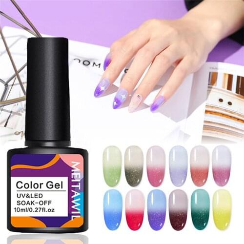 10ml Thermal Glitter Gel Soak Off UV Gel Polish Temperature Color Changing UV Gel Varnish Nail Art Manicure Nail Gel Polish