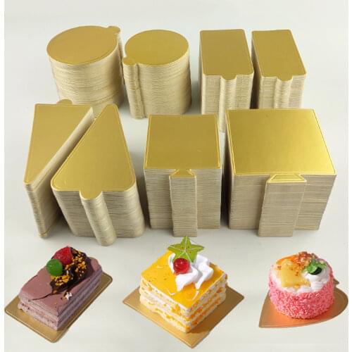 100PCS Cake Cardboard Golden Paper Board for Cupcake Dessert Mousse Pastry Display Tray Wedding Party Decorative Tools