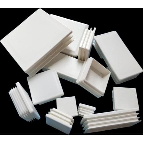 2/10/20pcs White Plastic Rectangle Blanking End Caps Cap Tube Pipe Inserts Plug Bung Steel