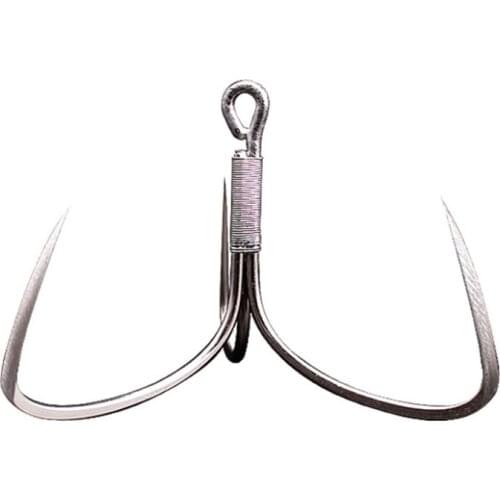 DYGYGYFZ 2Pcs Sharp Blade Anchor Hook Fishing Hooks High Carbon Steel Barbed Fishhooks Super Sharp Triple Hooks Sea Tackle