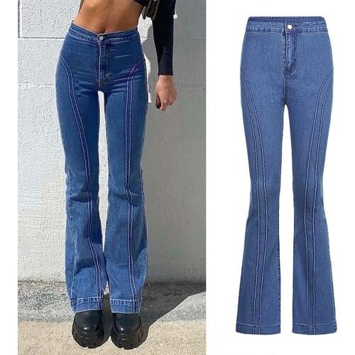 2021 Fashion Women Clothing Pure Color Wide Leg Jeans Trousers Summer Casual Ladies Low Waist Loose Pants dropshipping