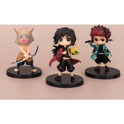 3pcs/set Demon Slayer Mini Garage Kit Kamado Tanjirou Kamado Nezuko Cartoon figure Model Cute Demon slayer Anime Gift for fans