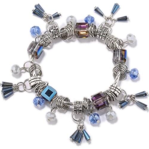 3pcs/set Handcraft Boutique Fashion Multilayer Crystal Stone Beads Strand Bracelets Tassel Bangles Pulseras Womens Boho Mujer