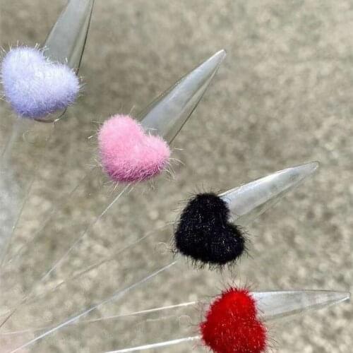 5pcs Heart Pom Pom 3D Nail Charms New Magnetic Nail Pom Kit for Accent Nail Magnetic Pom Puffy Pom Charms Nail Art