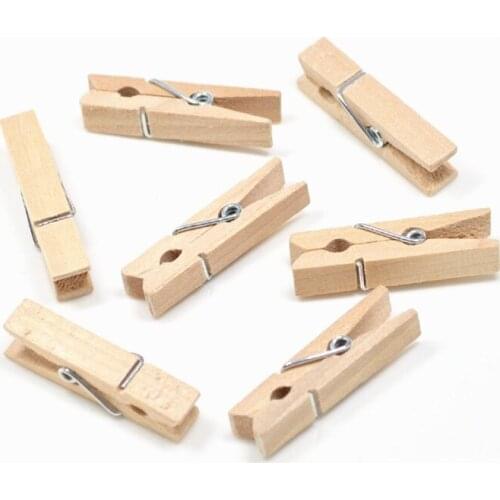50pcs Natural 35mm Wooden Clothespins Clothes Pins Pegs For Scrapbooking Wedding Crafts Home Decorations