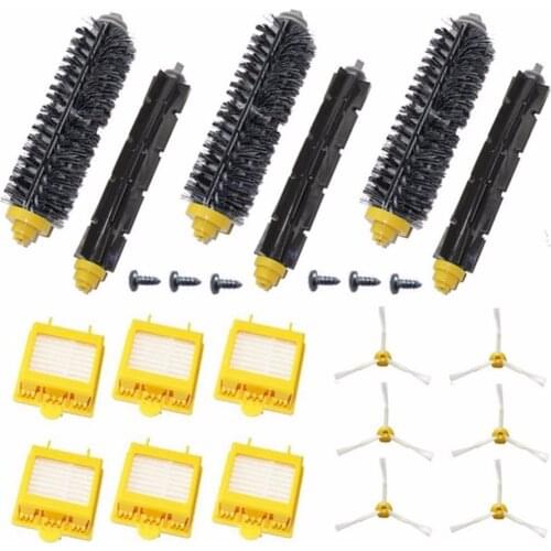 6 Side Brush+6 screw+ 6 HEPA Filter +3 Bristle Beater Brush for iRobot Roomba 700 Series Vacuum Cleaner Robots 760 770 780 790