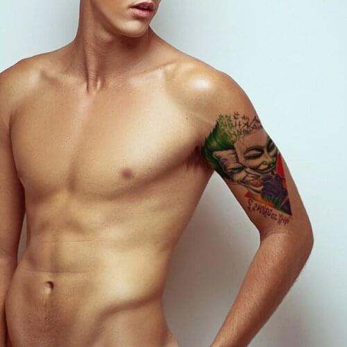 Watercolor Clown Waterproof Temporary Tattoos Fake Mask English Alphabet Tattoo Cool Body Art Arm Tatoos Sticker for Women Men