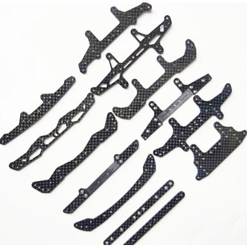 10Pcs 1.5mm/2mm HG Carbon Fiber Reinforcing Plate Front/Rear Guide Roller Stay No Lettering for Tamiya Mini 4WD Car Model 95072