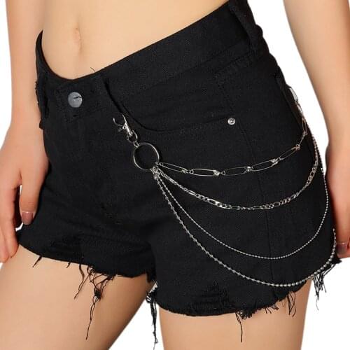 Belt Loop Chain Multilayer Unisex Fashion Punk Metal Pant Chain Trousers Chain Personality Waist Chain for Women Men