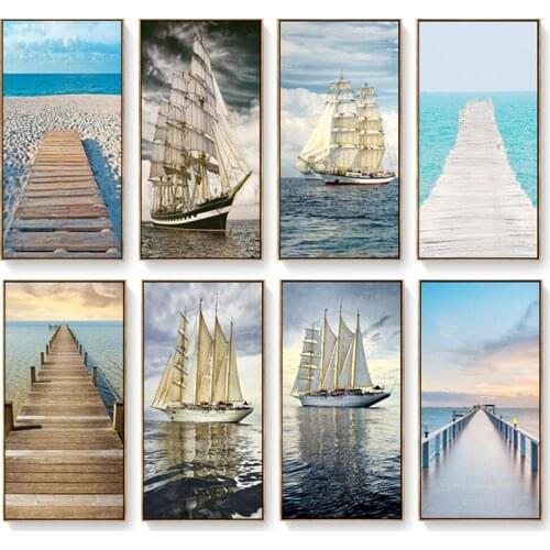 Northern European-Style Living Room Decorative Painting Sea Sailing Hotel Club Store Home Decoration Hanging Painting