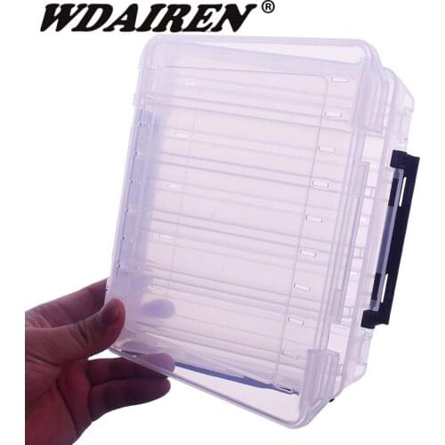 Double Sided Lure Box 10 Compartments Transparent Plastic Fishing Lure Tackle Box Hook Fishing Accessories Storage Case FA-135