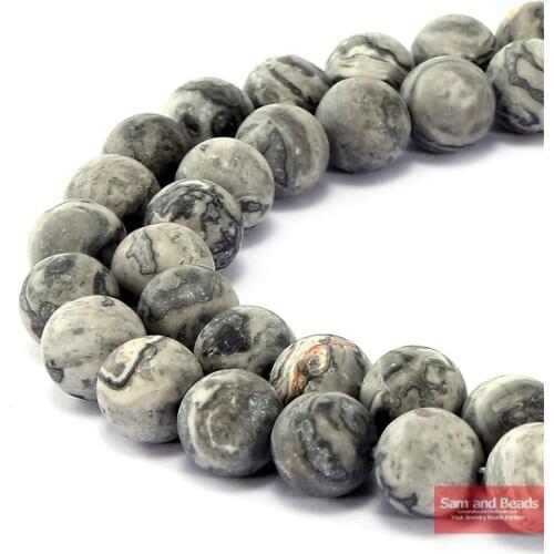 Natural Stone Dull Polish Matte Map Picasso Beads 15" Strand 4 6 8 10 12MM Pick Size For Jewelry Making MJB02