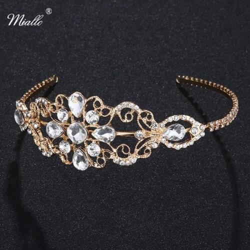 Miallo Retro Austrian Crystal Princess Tiaras and Crowns Gorgeous Wedding Head Jewelry Bride Hair Accessories Women Hairbands
