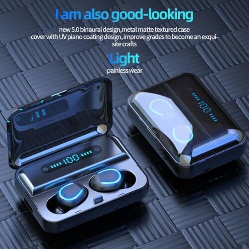 Mini Earphone Bluetooth 5.0 F9-5 TWS True Wireless Display LED Power Stereo Bluetooth Earbuds Bank Earphone W6V2