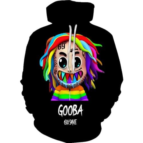 Fashion Gooba 6ix9ine mens hoodies 3d print Autumn winter Sweatshirt Men hip-hop clothes Rapper casual hoodie oversized hoody