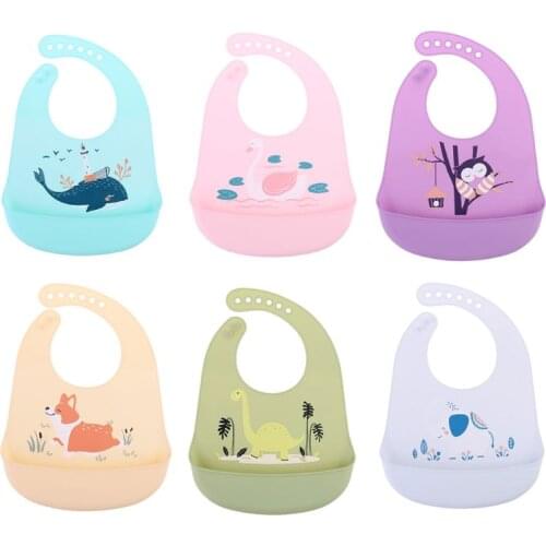 Cartoon Adjustable Toddlers Baby Feeding Saliva Towel Children Kids Waterproof Silicone Bibs Burp Cloth F3ME