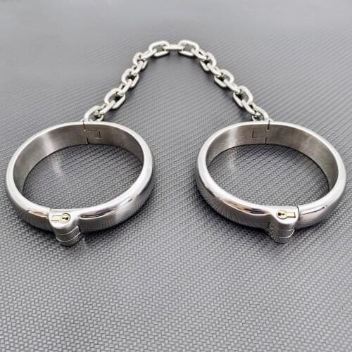 BDSM Bondage Torture Adult Games Restraints Stainless Steel Ankle Cuffs Sex Toys For Couples Slave Feet Fetish Metal Legcuffs