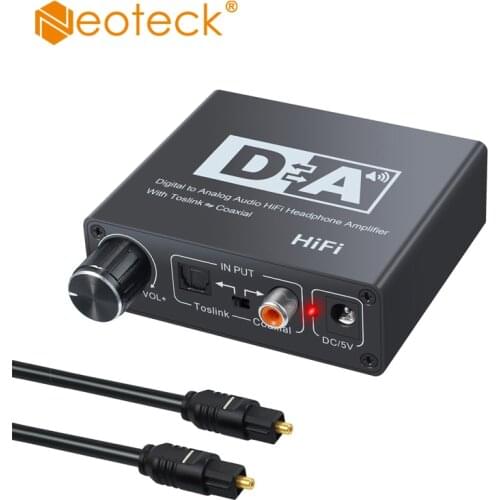 Neoteck 192KHz Digital to Analog Aduio Converter Toslink Coaxial to L/R Toslink Coaxial 3.5mm Audio DAC For Amplifiers Adapter